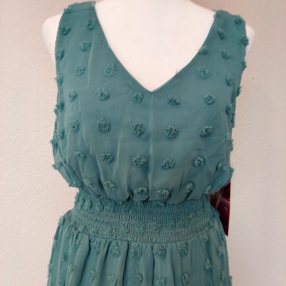 NWT Emerald Sundae Seafoom Green Pom Pom Mini Dress Sz M - Picture 5 of 16